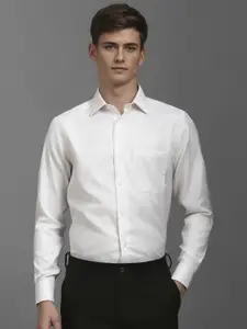 Louis Philippe Men Classic Spread Collar Micro Checked Cotton Formal Shirt