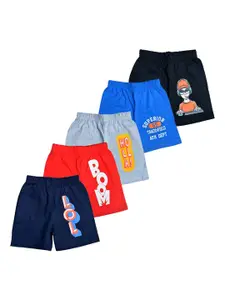 FAZZA Boys Pack Of 5 Cotton Printed Shorts