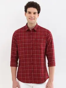 Allen Solly Men Custom Spread Collar Windowpane Checked Cotton Casual Shirt