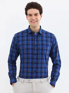 Allen Solly Men Spread Collar Windowpane Checked Cotton Slim Fit Formal Shirt