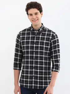 Allen Solly Men Custom Spread Collar Windowpane Checked Cotton Casual Shirt