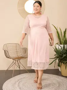 Berrylush Curve Women Cotton Plus Size Sheath Midi Dress