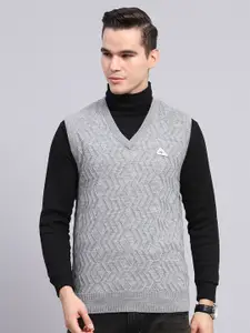 Monte Carlo Men Self Design Chevron Woollen Sweater Vest