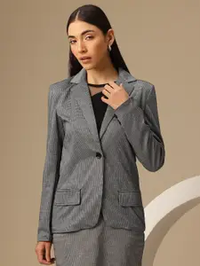 Chemistry Houndstooth Women Oversized Blazer