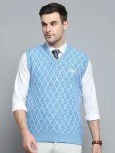 Monte Carlo Men Self Design Woollen Sweater Vest