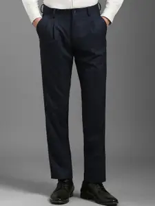 Louis Philippe Men Regular Fit Mid-Rise Pleated Formal Trousers