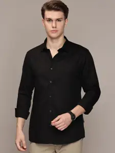 French Connection Men Premium Spread Collar Solid Cotton Slim Fit Casual Shirt