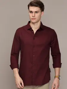 French Connection Men Premium Spread Collar Solid Cotton Slim Fit Casual Shirt