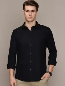 French Connection Men Premium Spread Collar Solid Cotton Slim Fit Casual Shirt