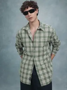 The Roadster Life Co. Pure Cotton Tartan Checks Opaque Relaxed Fit Casual Shirt