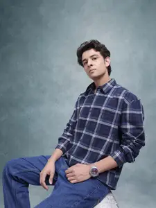 The Roadster Lifestyle Co. Relaxed Checked Pure Cotton Casual Shirt