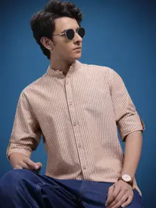 The Roadster Lifestyle Co. Men Classic Striped Pure Cotton Casual Shirt