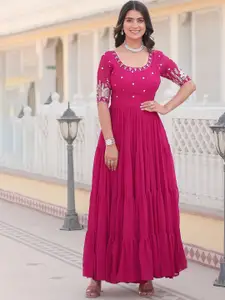 Fashion Basket Women Embroidered Flared Gown Ethnic Dress