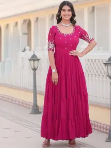 YOYO Fashion Women Embroidered Fit and Flare Ethnic Dresses