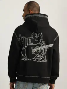 True Religion Men Self Design Hooded Cotton Sweatshirt