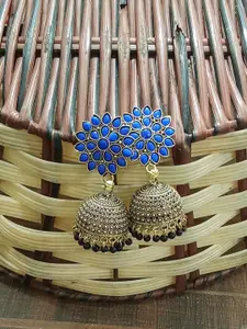 JMBW INTERNATIONAL Gold Plated Kundan Studded Floral Jhumkas