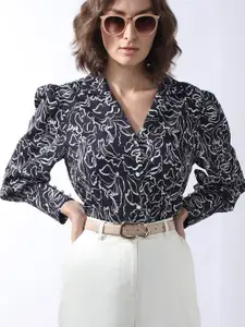 Vero Moda Women Cuban Collar Floral Printed Formal Shirt