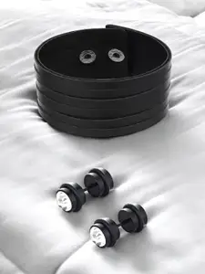 The Roadster Lifestyle Co. Men Set Of 2 Leather Wraparound Bracelet With Studs