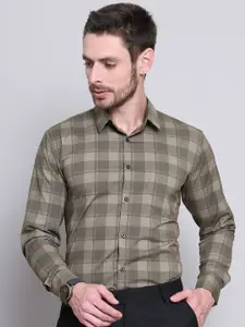 Majestic Man Men Comfort Spread Collar Tartan Checked Slim Fit Casual Shirt
