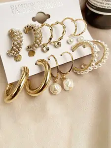 Celestique Set Of 9 Gold-Plated Contemporary Studs