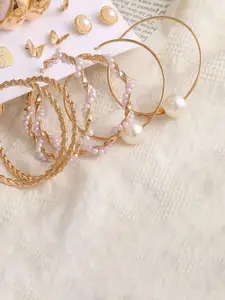 Celestique Set Of 9 Gold-Plated Contemporary Hoop Earrings