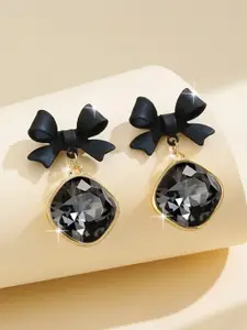 Celestique Crystal Studded Contemporary Drop Earrings