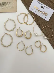 Celestique Set Of 9 Contemporary Hoop Earrings