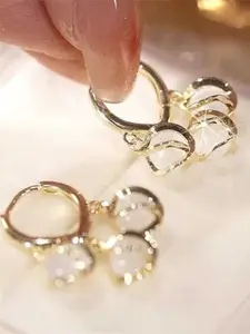 Celestique Gold-Plated Contemporary Hoop Earrings