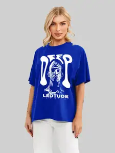 Leotude Women Graphic Printed Round Neck Cotton Oversized T-shirt