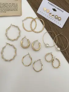 Celestique Set Of 9 Contemporary Hoop Earrings