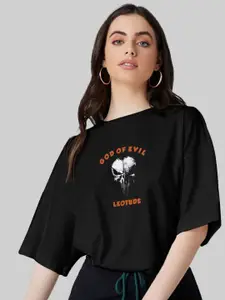 Leotude Women Graphic Printed Round Neck Cotton Oversized T-shirt