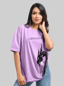 Leotude Women Graphic Printed Round Neck Cotton Oversized T-shirt