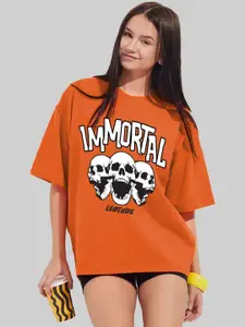 Leotude Women Graphic Printed Round Neck Cotton Oversized T-shirt