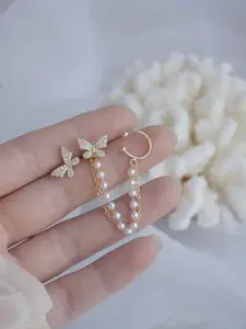 Celestique Gold-Plated Contemporary Ear Cuff Earrings