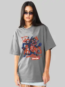 Leotude Women Graphic Printed Round Neck Cotton Oversized T-shirt