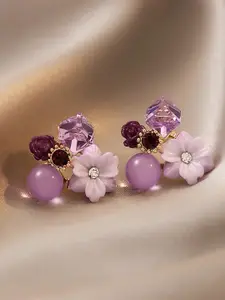Celestique Stone Studded & Beaded Floral Studs