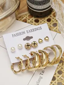 Celestique Set Of 6 Gold-Plated Contemporary Hoop Earrings