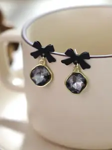 Celestique Bow Detail Crystal Korean Drop Earrings