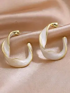 Celestique Gold-Plated Contemporary Half Hoop Earrings