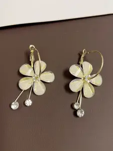 Celestique Stone Studded Floral Hoop Earrings