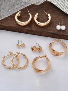 Celestique Set Of 6 Gold-Plated Circular Beaded Studs & Hoop Earrings