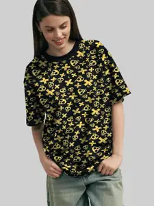 Leotude Women Graphic Printed Round Neck Oversized T-shirt