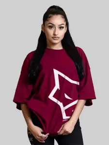 Leotude Women Graphic Printed Round Neck Cotton Oversized T-shirt