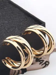 Celestique Gold-Plated Contemporary Three Layered Hoop Earrings
