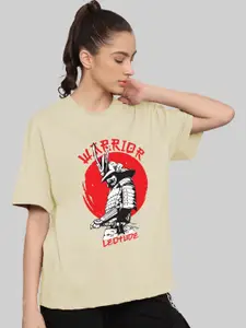 Leotude Women Graphic Printed Round Neck Cotton Oversized T-shirt