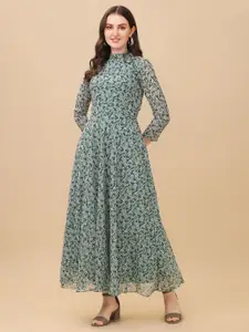 VIVARAA FASHION Women Floral Printed Mock Neck Fit & Flare Maxi Dress
