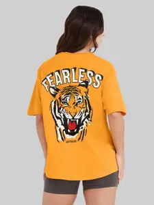 Leotude Women Graphic Printed Round Neck Cotton Oversized T-shirt