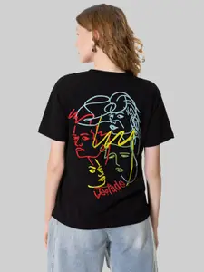 Leotude Women Graphic Printed Round Neck Cotton Oversized T-shirt