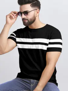 AUSK Men Striped Round Neck Cotton T-shirt