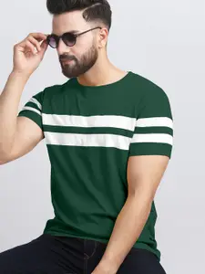 AUSK Men Striped Round Neck Cotton T-shirt